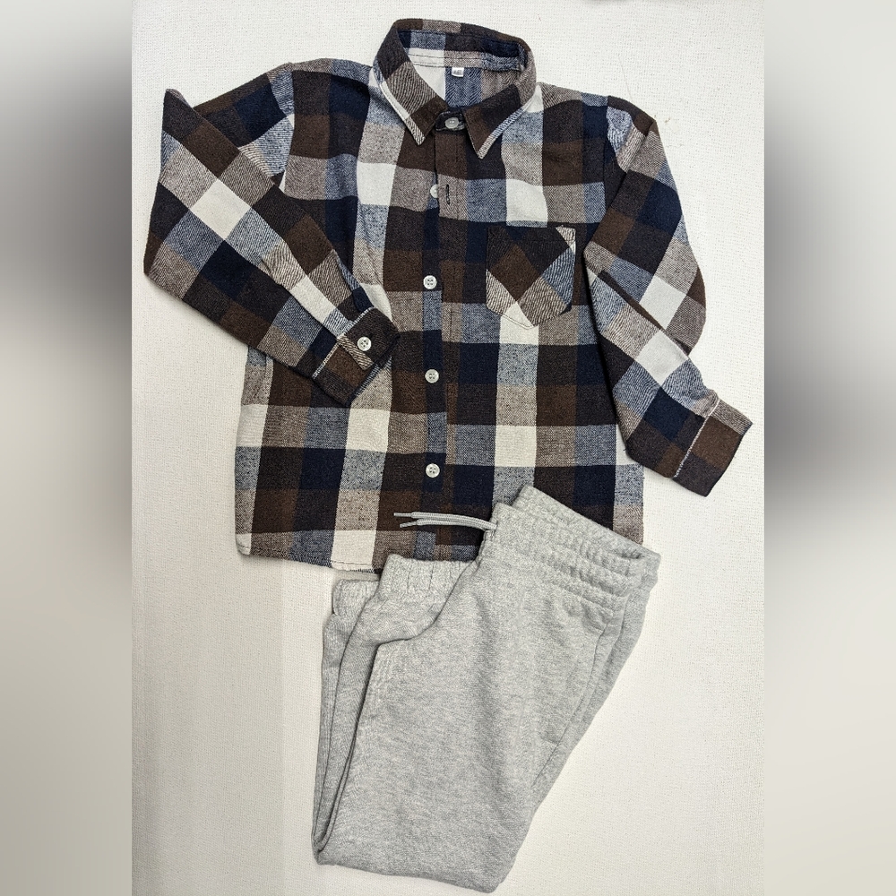Boys Flannel Shirt & Sweat pants Size 4T bundle T-1